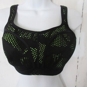 Panache Sports Bra 30G Black Mesh Neon High Impact Sport Running 5021C